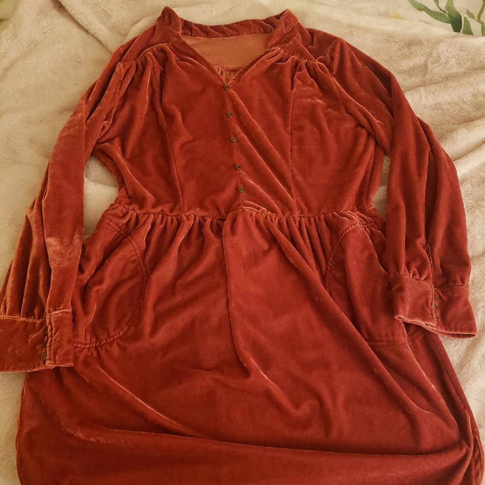Burnt orange velvet dress